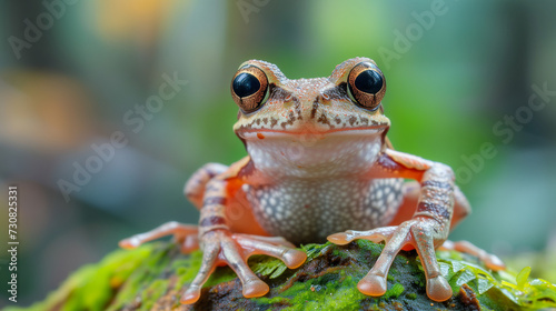 Close up of a frog using macro photography techniques  showing fine details such as the texture of its skin  Ai generated images