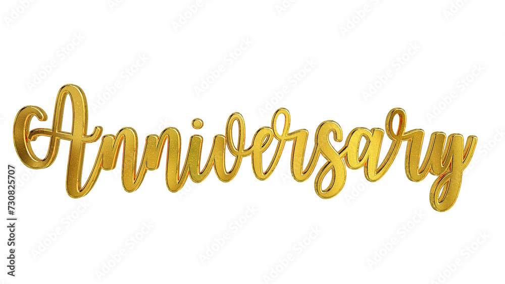 Naklejka premium Anniversary handwritten text lettering 3d in gold, typography, calligraphy