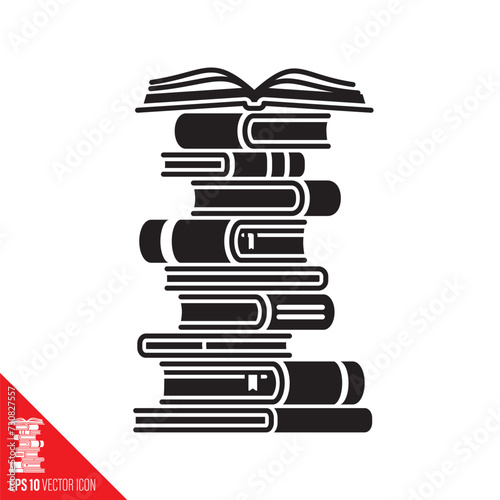 Stack of books vector glyph icon. Education and literature symbol.