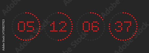 Countdown icon. Days, hours, minutes, seconds countdown. Flat style. Vector illustration