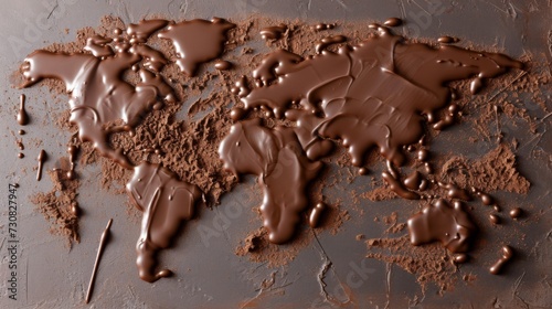 World map made of chocolate. All continents of the sweet world
