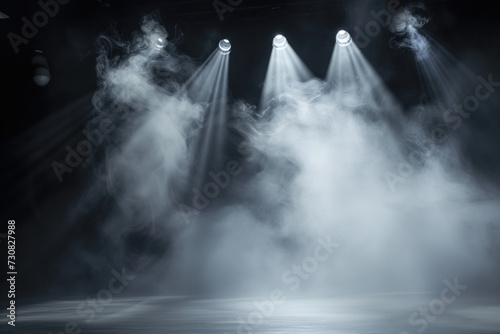 Spotlight and smoke on stage. Background image. Created with Generative AI technology