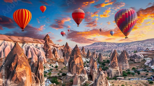 A hot air balloon festival with balloons creating a kaleidoscope of colors in the sky.