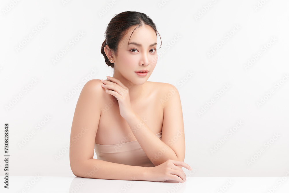 Beautiful young asian woman with clean fresh skin on white background, Face care, Facial treatment, Cosmetology, beauty and spa, Asian women portrait. Beautiful young asian woman with clean fresh skin on white background, Face care, Facial treatment, Cosmetology, beauty and spa, Asian women portrait.