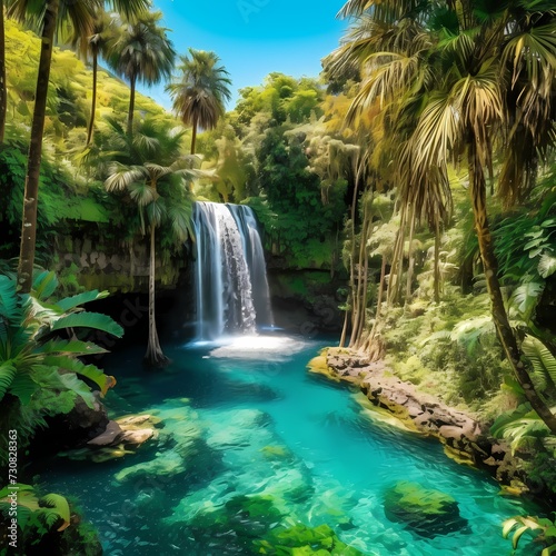 Tropical Waterfall Oasis