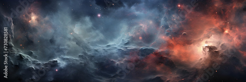 Alluring Ether Cloud Formations in the Vast Cosmos - Vibrant Hues Against a Cosmic Backdrop