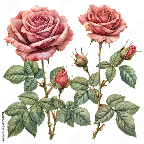 Graceful Rose Watercolor Design PNG