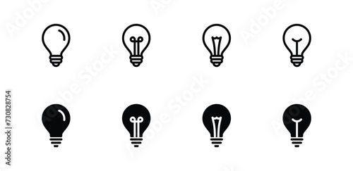 Lightbulb Icon Set. Bulb lamp icon, Lamp icons, Idea light bulb icon vector illustration. photo