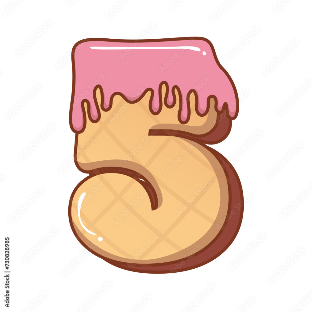 3D Strawberry Ice Cream Number 5 3D Strawberry Ice Cream Number 5