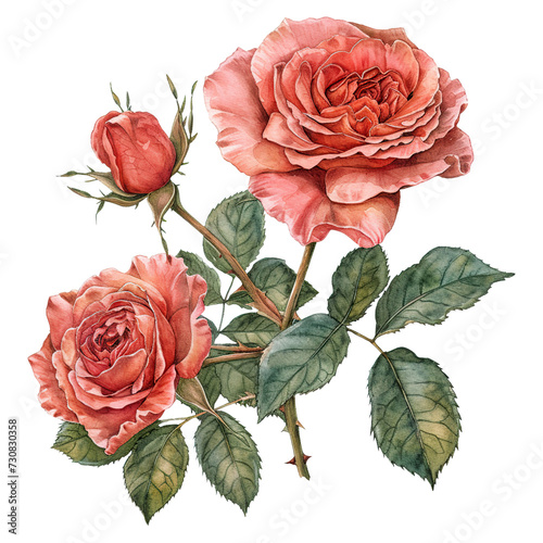 Enchanting Rose Watercolor PNG Floral Fantasy