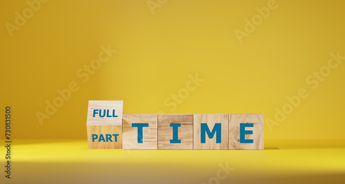 Flipping wooden cubes block for change part time to full time. photo