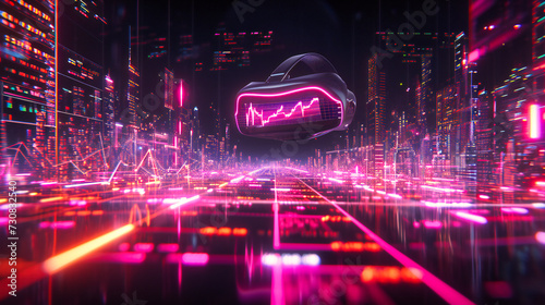 Futuristic neon tunnel, blending abstract design and modern technology to create a vision of a high-speed, illuminated urban future