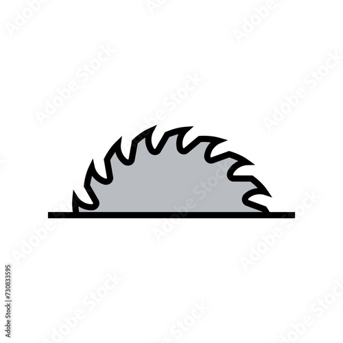 A circular saw blade. Vector logo and icon with half sawblade. Isolated illustration on white background. 