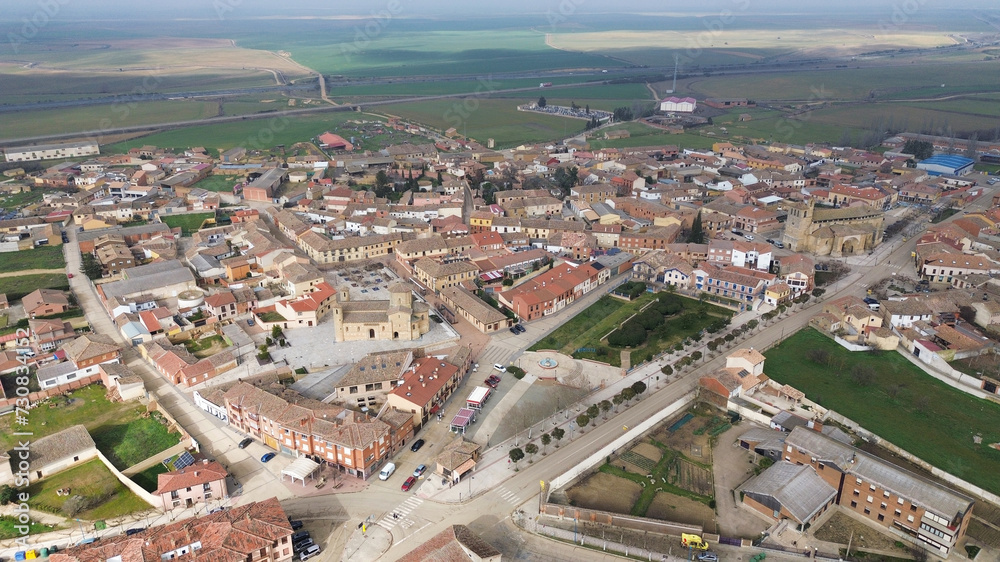 panoramic aerial view of Fromista, Palencia, Spain