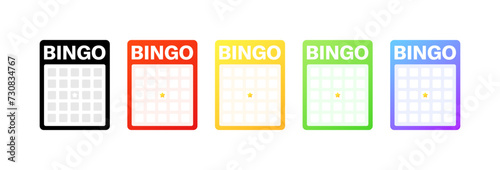 Bingo check list icons. Bingo calendars. Flat style. Vector icons