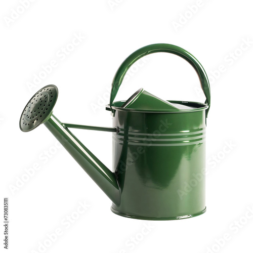 Green watering can, png file of isolated cutout on transparent background