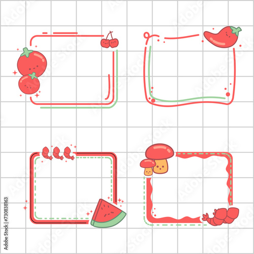 memo food pals color red theme collection set