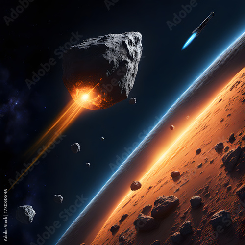 asteroids in space, ai-generatet