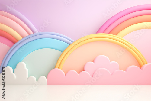 Cute rainbow 3drendering pastel elements minimal 