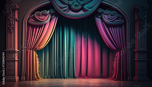 Theater scene curtain and lamp background