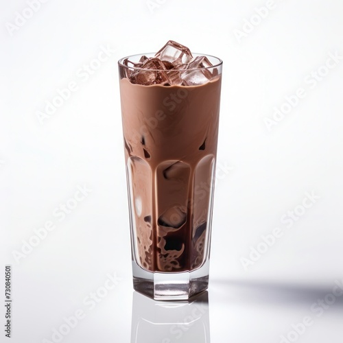Delicious milkshake or smoothie cutout minimal isolated on white background. Vanilla and chocolate flavor. Realistic 3d illustration milkshake, icon, detailed.