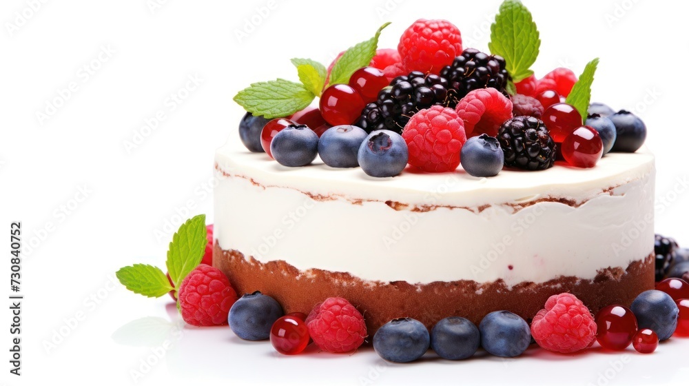 Cheesecake with berries isolated 3D close up, decorated cutout minimal isolated on white background, realistic cheesecake, icon, detailed. Grocery product advertising. Cheesecake with berries isolated 3D close up, decorated cutout minimal isolated on white background, realistic cheesecake, icon, detailed. Grocery product advertising.