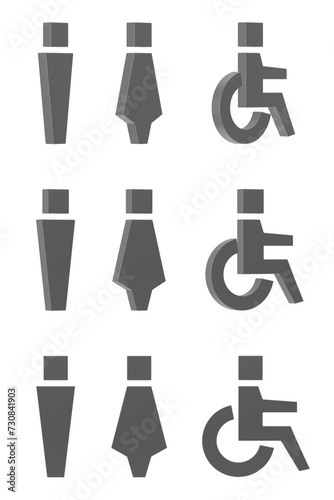 Set of black public toilet symbols with transparent background  PNG  Isolated  Black  3d toilet symbols