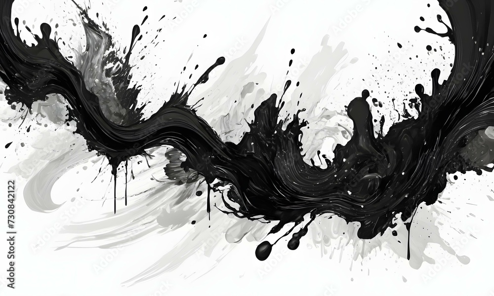 Black and white ink painted with a splash of paint on it Black and white ink painted with a splash of paint on it