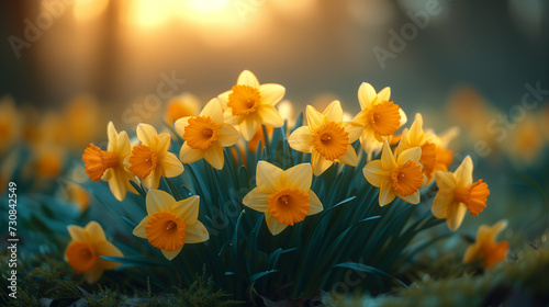 Yellow daffodils in bloom