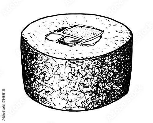 Drawing of sushi - hand sketch of food