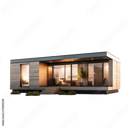 Prefabricated house isolated on transparent background photo