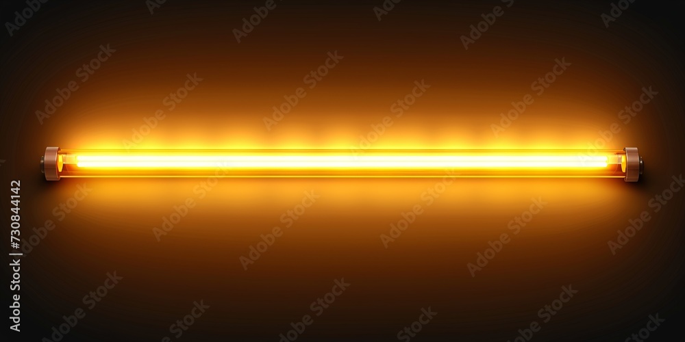 Vibrant neon tube light in golden and ivory shades for festive border design, isolated on a see-through background. Realistic night-time graphic set of electric stripe casino illumination. - obrazy, fototapety, plakaty 