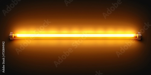 Vibrant neon tube light in golden and ivory shades for festive border design, isolated on a see-through background. Realistic night-time graphic set of electric stripe casino illumination.