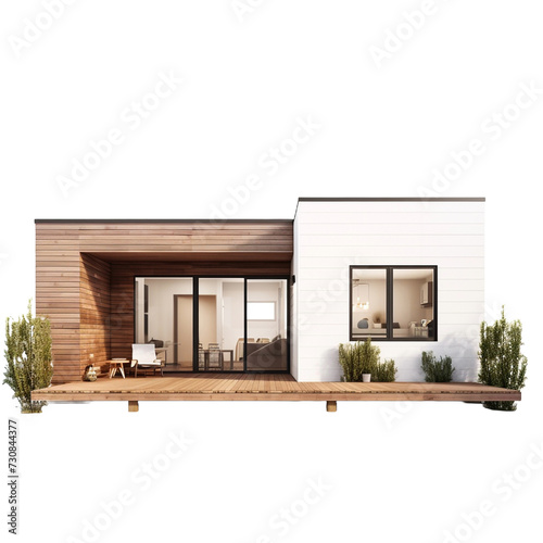 Prefabricated house isolated on transparent background photo