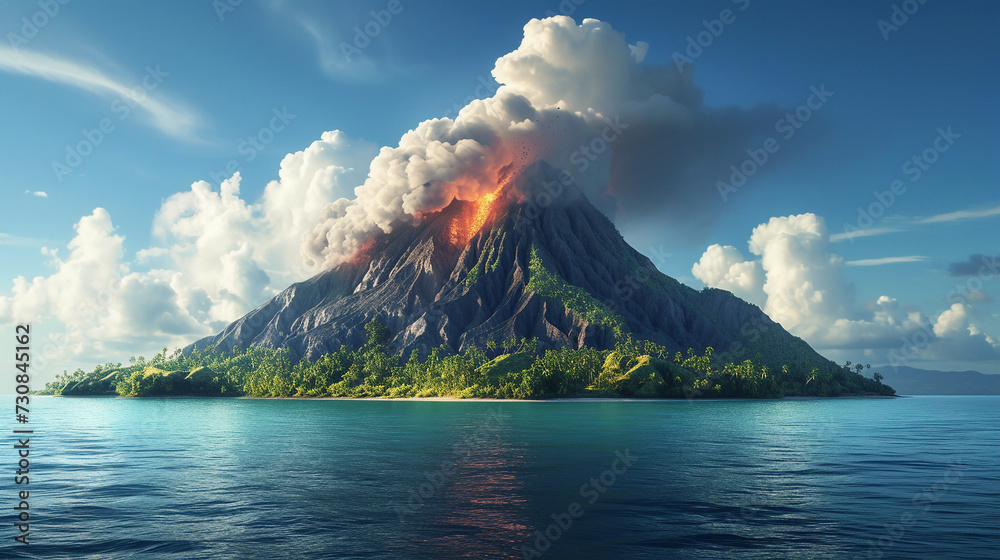 Volcano explosion. 