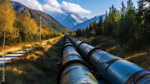 The high tension pipeline for fuel or petroleum.