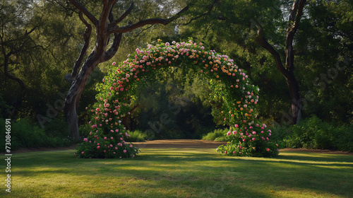 Flowers arch for wedding ceremony in nature