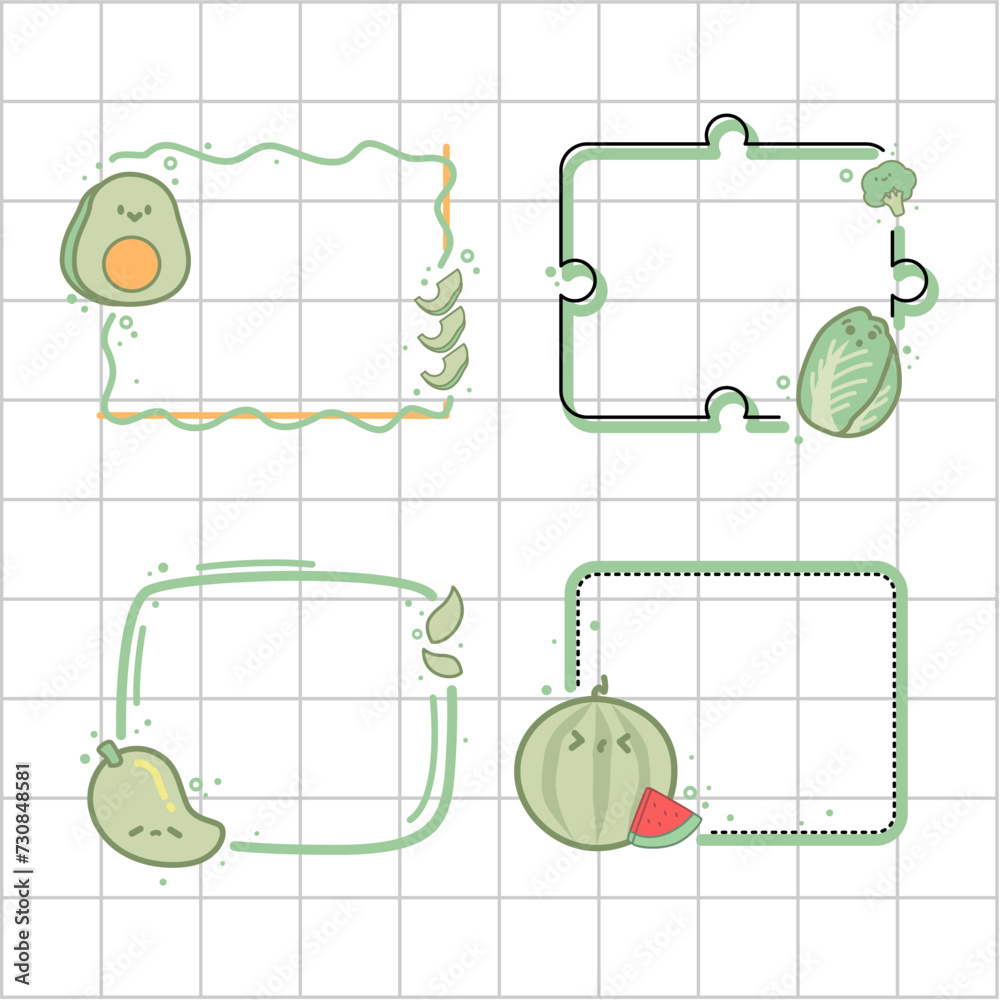 vector note food pals green color theme collection set