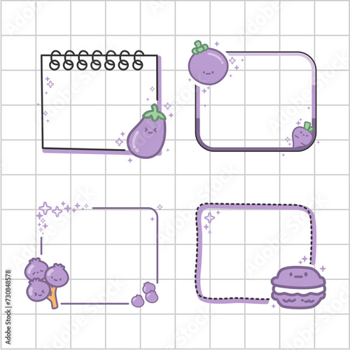 note food pals purple color theme collection set