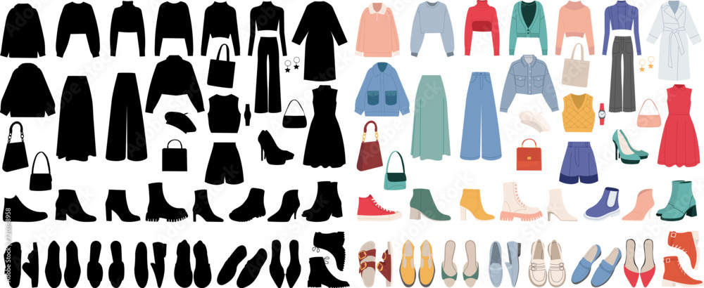 clothes and shoes set on white background vector clothes and shoes set on white background vector