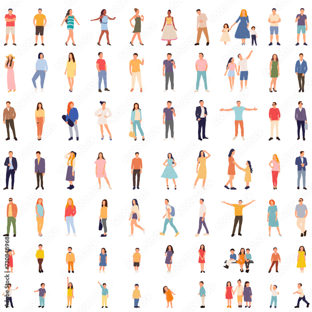 people set on white background vector
