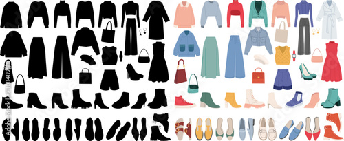 clothes and shoes set on white background vector