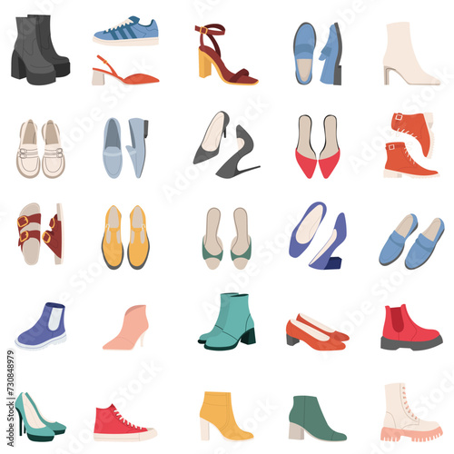 set of shoes on white background vector