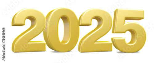 New year 2025 number golden 3d render