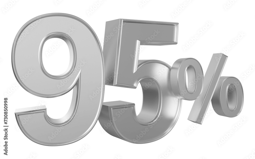 95 percent off sale silver number 3d render 95 percent off sale silver number 3d render