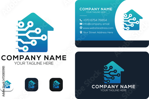 abstract home technology design templates and business card.