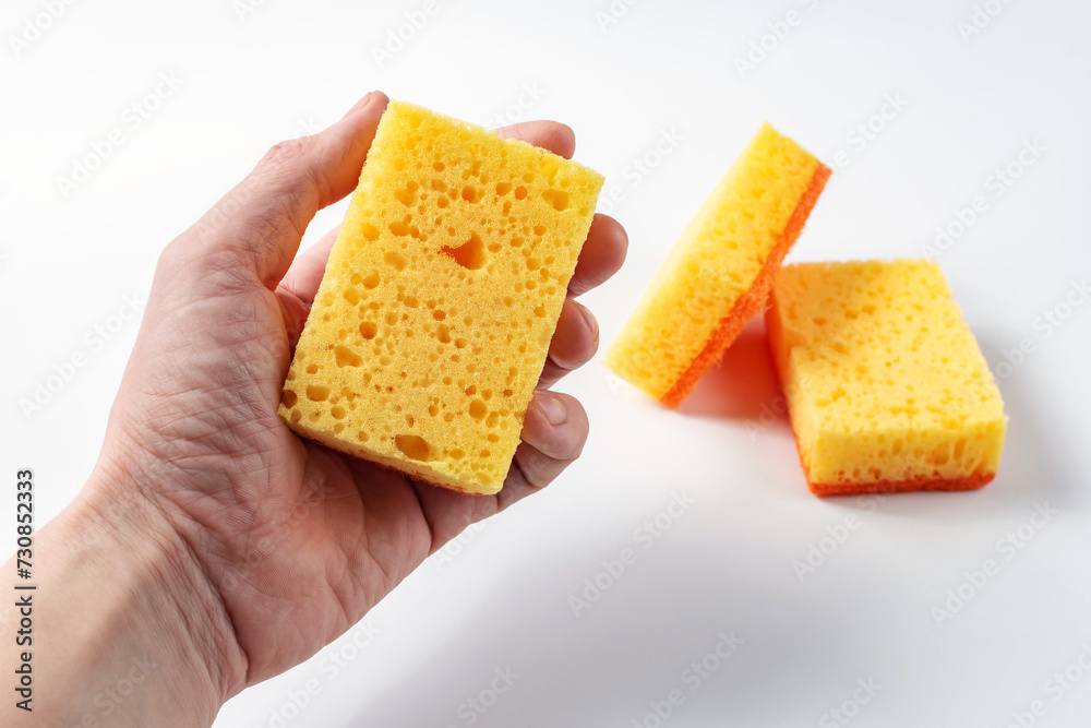 Dish sponge. Kitchen sponge on white background