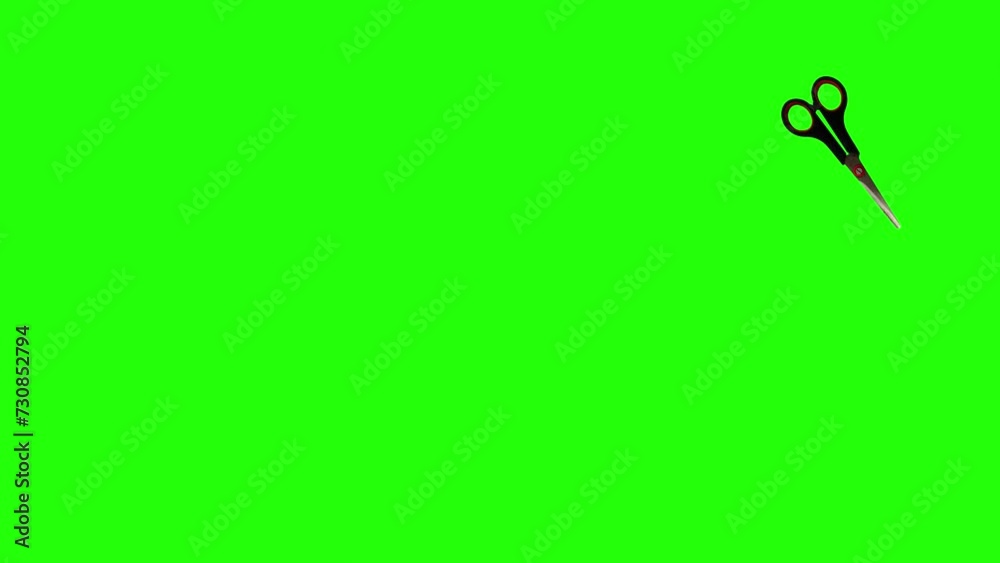 Animation of Scissor tool cutting and moving on the green screen chroma key Animation of Scissor tool cutting and moving on the green screen chroma key