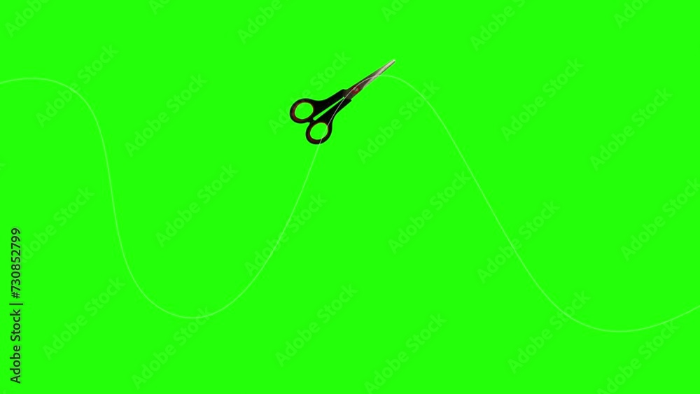 Animation of Scissor tool cutting and moving on the green screen chroma key Animation of Scissor tool cutting and moving on the green screen chroma key