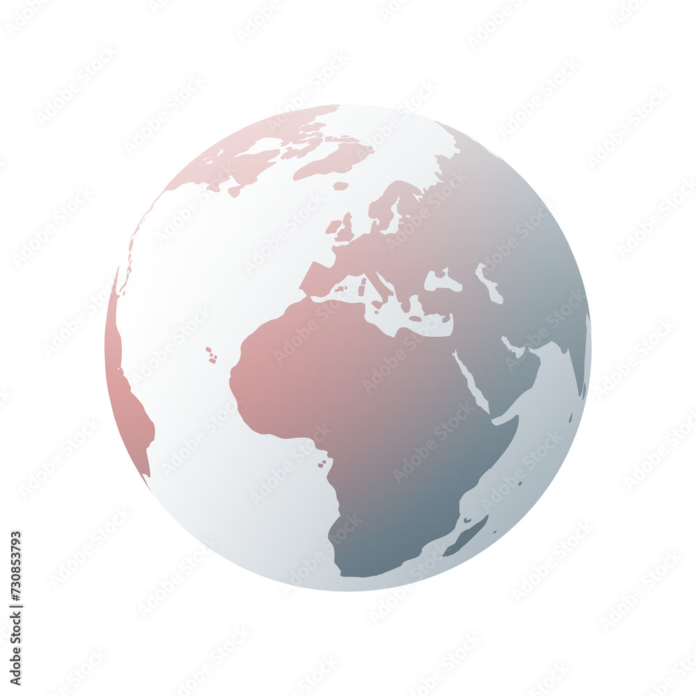 Earth Globe Design Layout - Global Business, Technology, Globalization Concept, Template with Transparent Background - Europe, Africa, Atlantic, Middle East Side